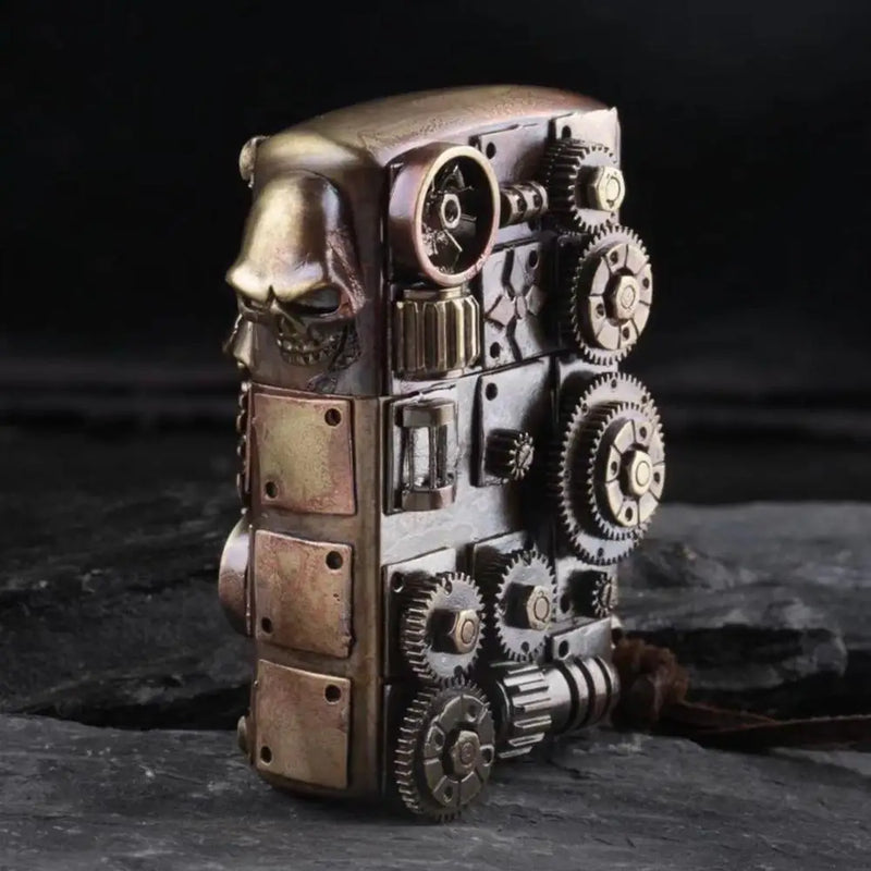 Hand-Welded Brass Skull Steampunk Lighter | Beautiful Art Collection Piece