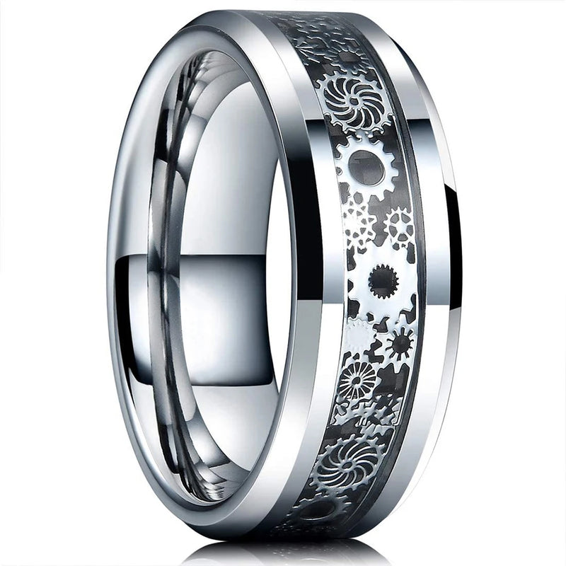 Steampunk Ring Wood silver