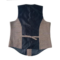 Steampunk Men's Suit Vest tweed Brown Waistcoat Casual Slim Fit Black Satin Back Formal