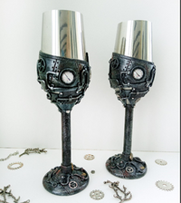 Steampunk Wedding glass wine Glass - Handmade