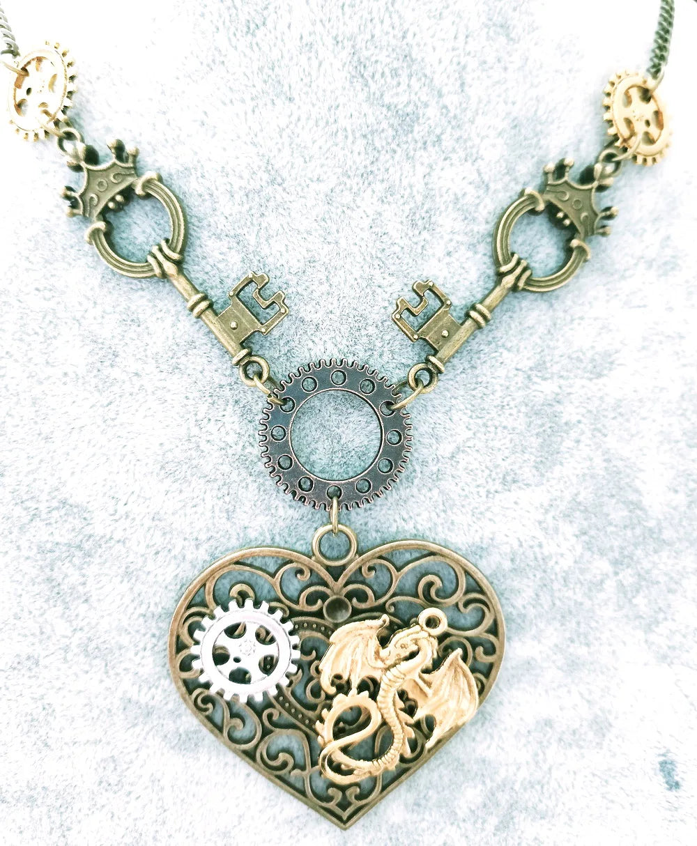 Heart Steampunk Pendant Necklace