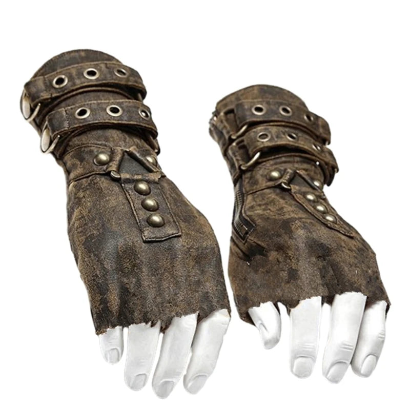  Steampunk Half Finger Gothic Gloves