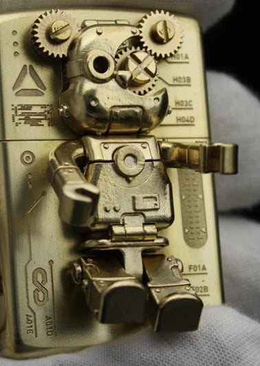 Steampunk Robot Lighter | Handmade Brass with Movable Arms & Legs