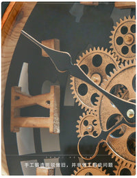 Steampunk Wall Clock | Large Circular Clock with Exposed Gears & Silent Movement