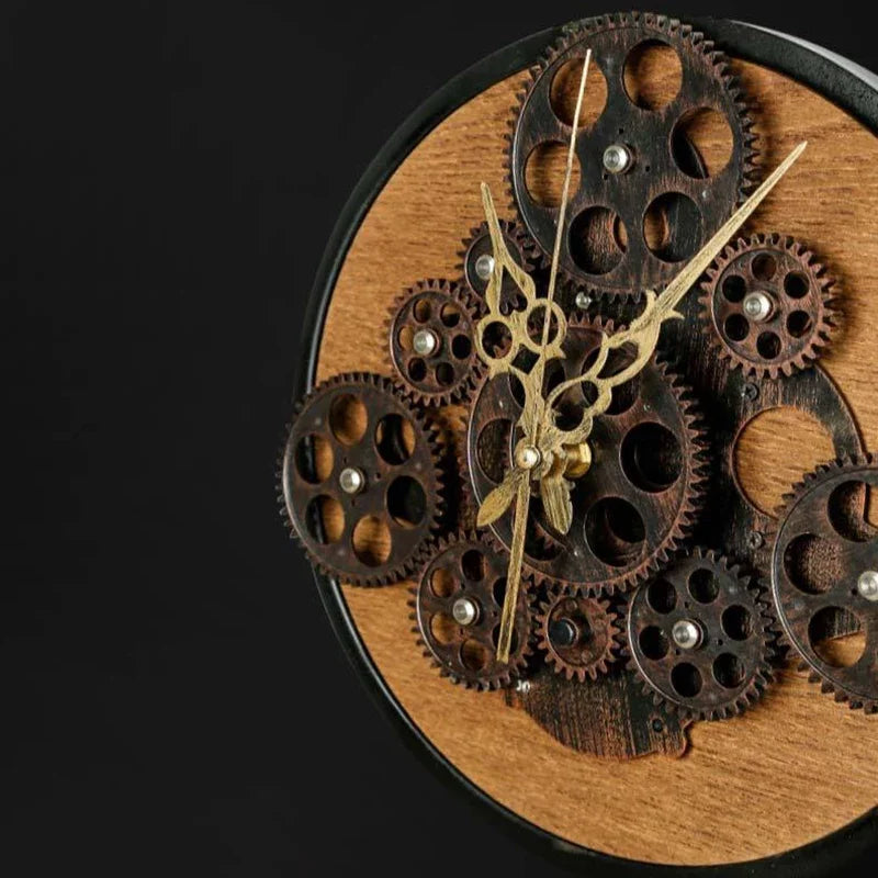 Steampunk  Wall Clock with Gears Luxury Art Metal American Mechanical