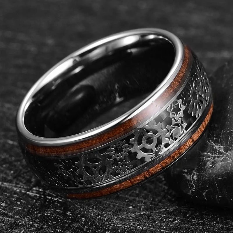 Steampunk Ring Wood side