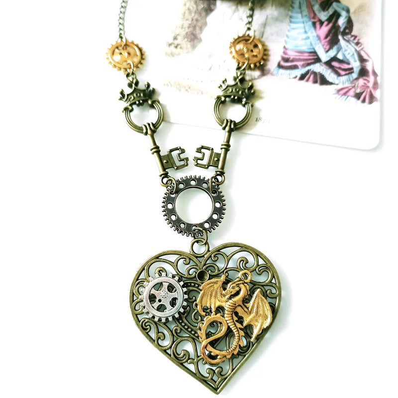 Heart Steampunk Pendant Necklace zoom 