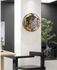 Steampunk Wall Clock | Large Circular Clock with Exposed Gears & Silent Movement