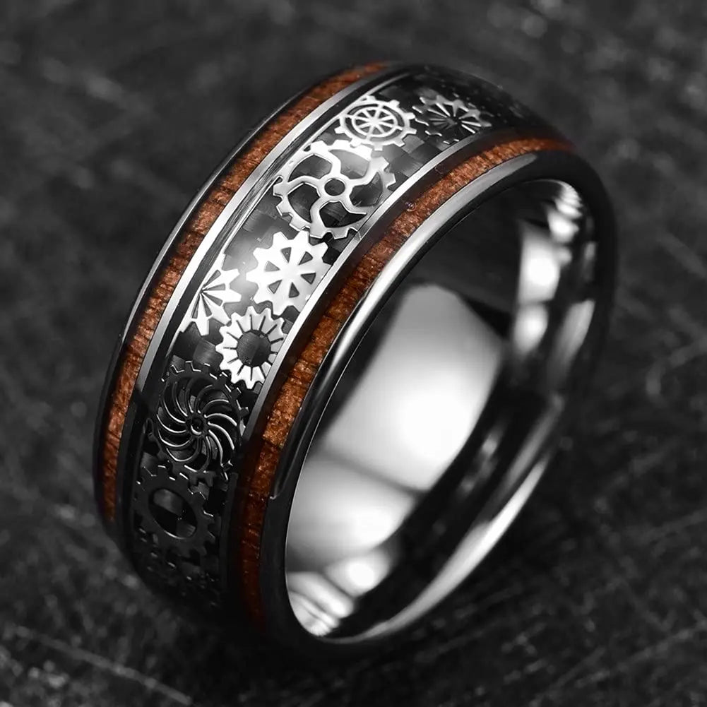 Steampunk Ring Wood up 