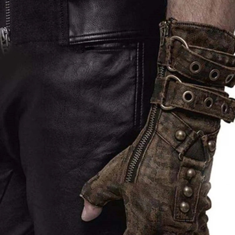 Steampunk Gloves -cut fingers Black