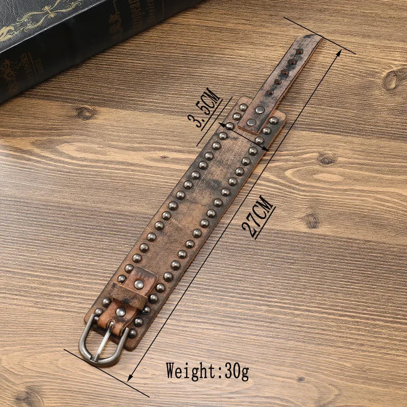 Vintage Simple Cross Belt Buckle Bracelet for Men Rivet Leather Bracelet Ethnic Bracelet Jewelry Geometric Accessories