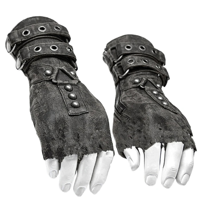 Steampunk Gloves -cut fingers Black