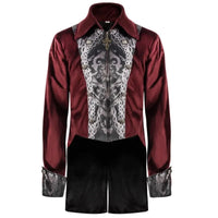 Steampunk Men's Jacket Medieval Velvet Cross Zipper Tuexdo Gothic Pirate Vampire Victorian Halloween Frock Coat