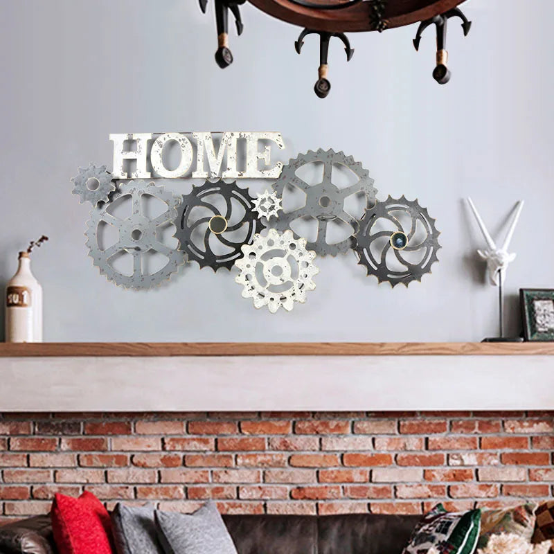 Steampunk home decor Three-dimensional Wrought Iron Wall Decoration