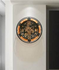 Steampunk Wall Clock | Large Circular Clock with Exposed Gears & Silent Movement