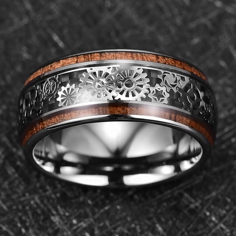 Steampunk Ring Wood front