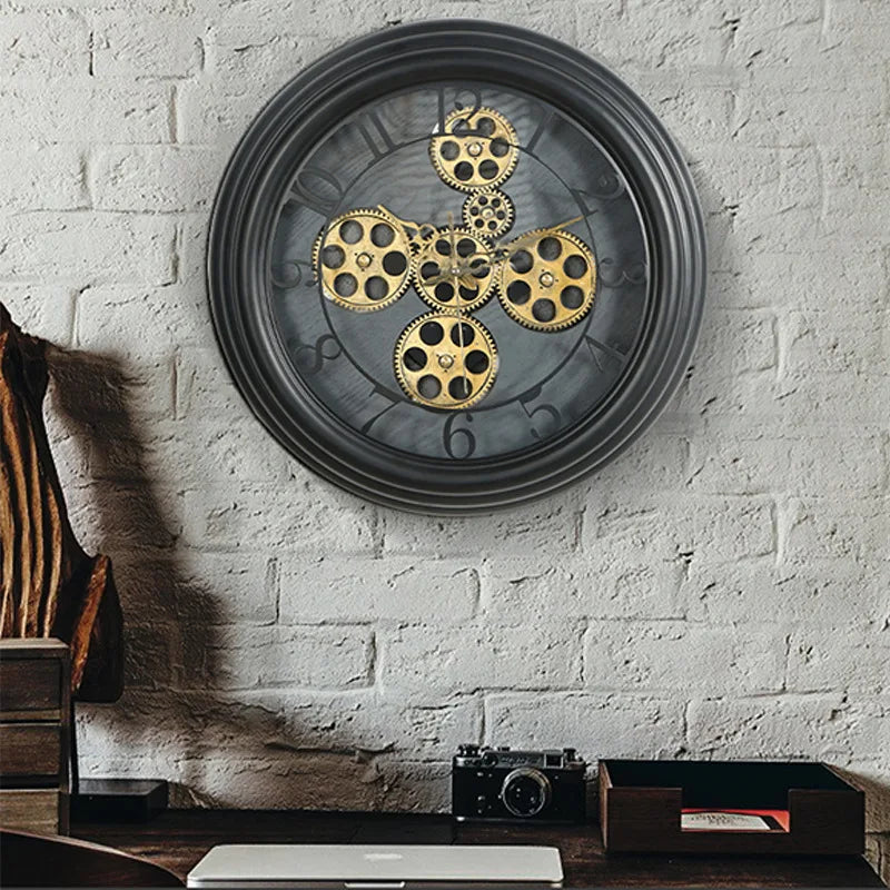 Steampunk Wall Clock Moving Gear