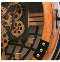 Steampunk Wall Clock | Large Circular Clock with Exposed Gears & Silent Movement