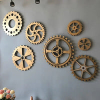 Vintage Gold Wood Wheel Steampunk Gear Sculpture Gear Retro Design Ornaments Bar Pub Wall Decor Cog Rustic Decorative Wood Craft