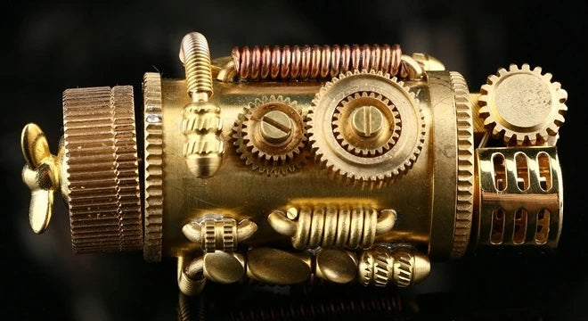 Steampunk Submarine Lighter | Hand-Welded Brass Rotating Propeller Kerosene Lighter