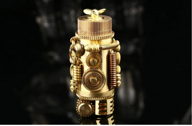 Steampunk Submarine Lighter | Hand-Welded Brass Rotating Propeller Kerosene Lighter