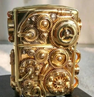 Double-Sided Gear Steampunk Lighter | Hand-Welded Brass Kerosene Lighter