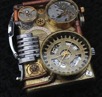 Steampunk handmade Watch Lighter | Hand-Welded Brass Kerosene Lighter with Watch Faces