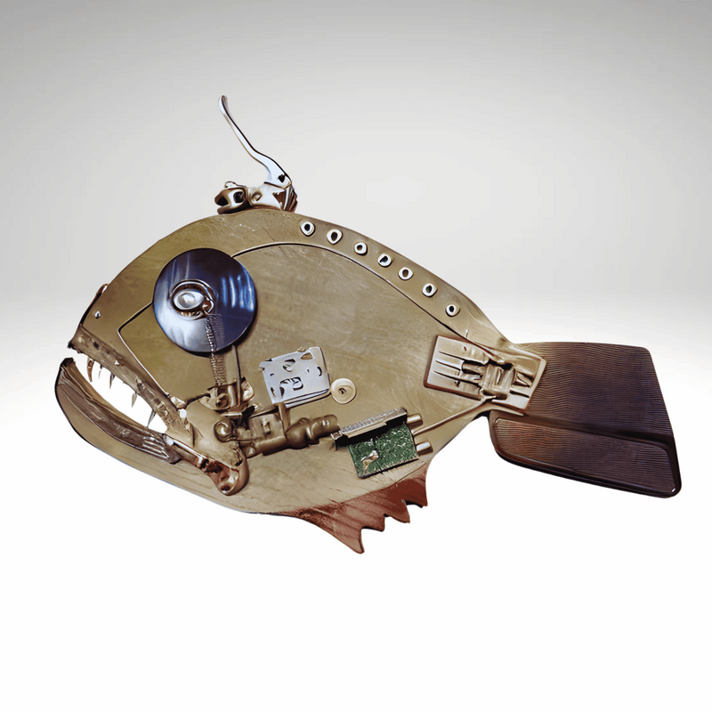 Steampunk Fish Wall art Handmade art - Cyberpunk Fish