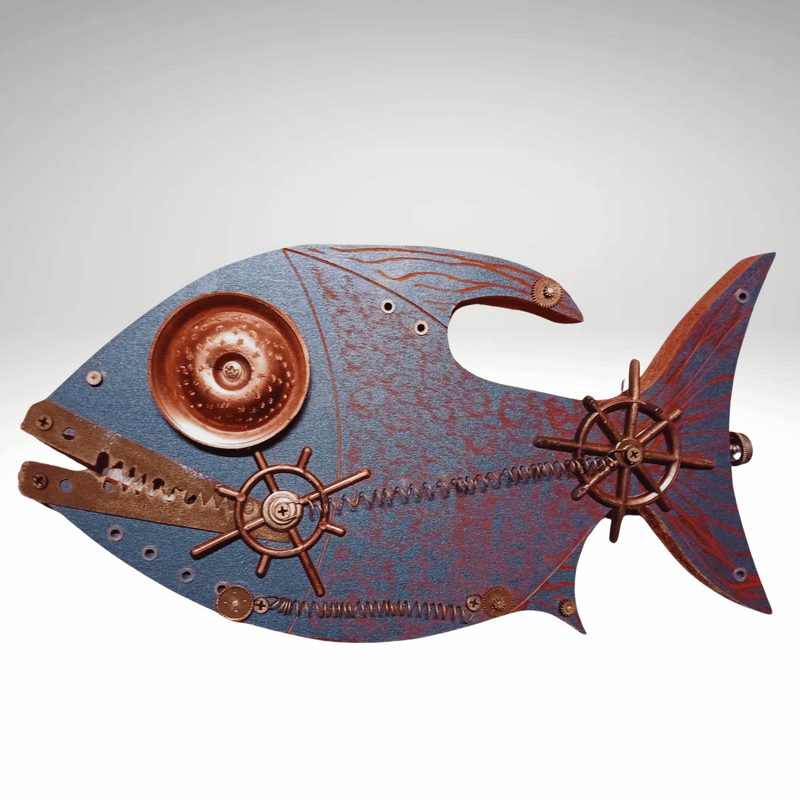 Steampunk Fish Wall art Handmade art- Whale big eye