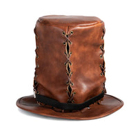 Steampunk Leather Hat with Top Hat  Rave Nightclub