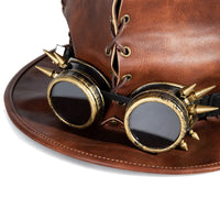 Steampunk Leather Hat with Top Hat  Rave Nightclub