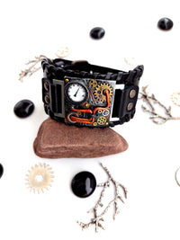 Steampunk Jewelry faux leather Bracelets. Handmade