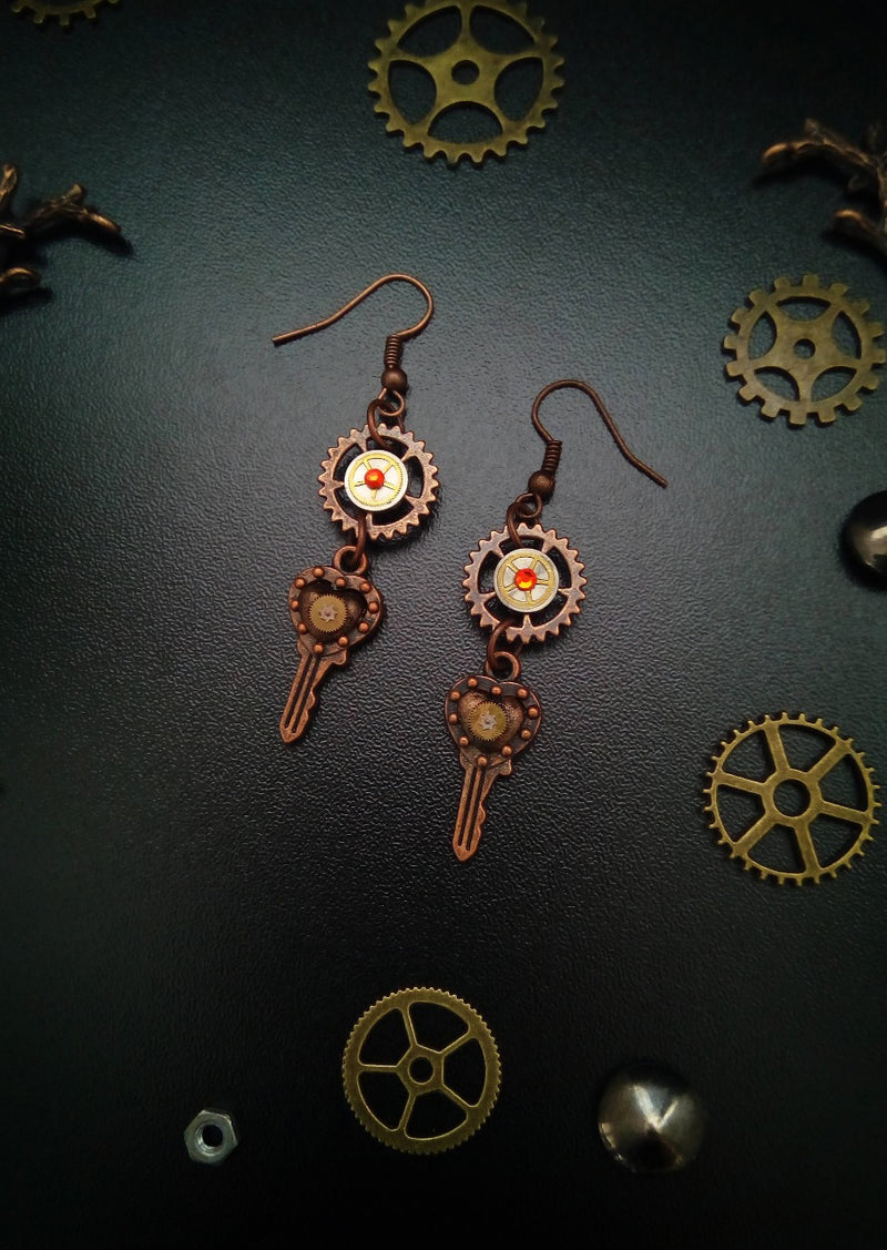 Steampunk earrings "The keys to your heart". Exclusive Steampunk Jewelry- Handmade Artist collection