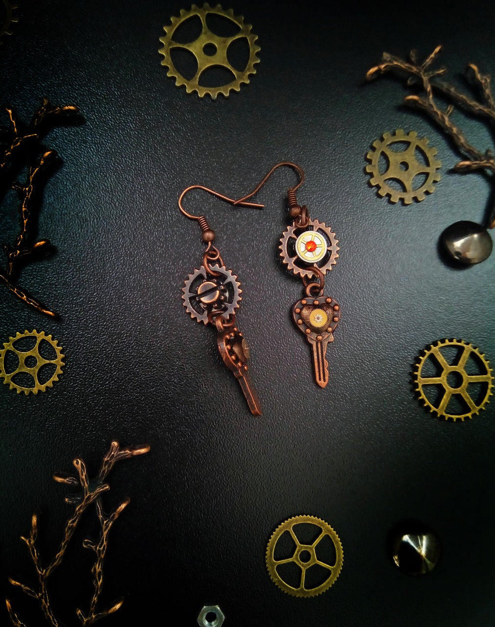 gear earrings Steampunk earrings "The keys to your heart". Exclusive Steampunk Jewel – Steampunk wonders