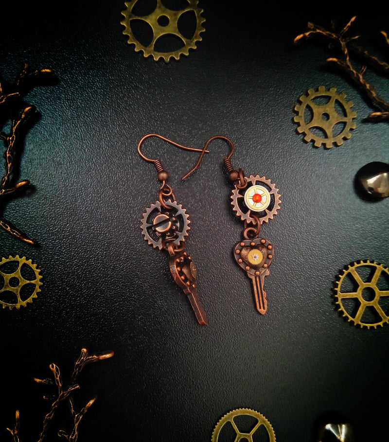 Steampunk earrings "The keys to your heart". Exclusive Steampunk Jewelry- Handmade Artist collection