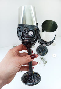 Steampunk Wedding glass wine Glass - Handmade