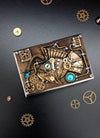 Steampunk business card holder - Handmade One-of-a-kind