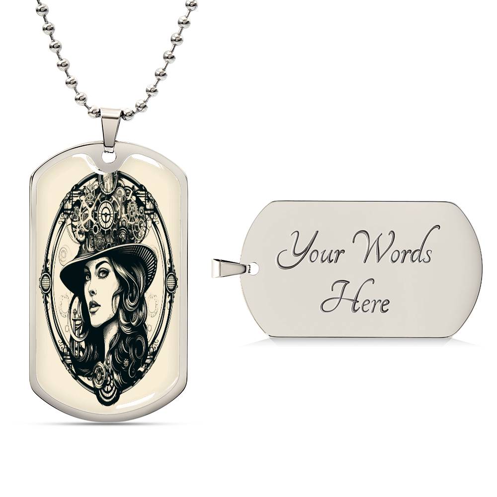 Steampunk Women Necklace pendant print