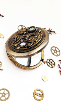 Steampunk Pocket Mirror, Handmade Steampunk Art Accessories