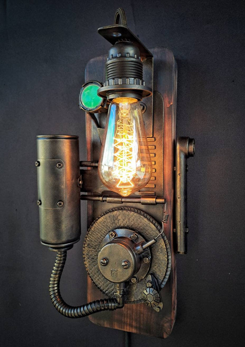 Steampunk Wall mounted lamp - Handmade - Artist collection