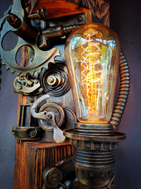 Steampunk Wall mounted lamp - Handmade - Artist collection