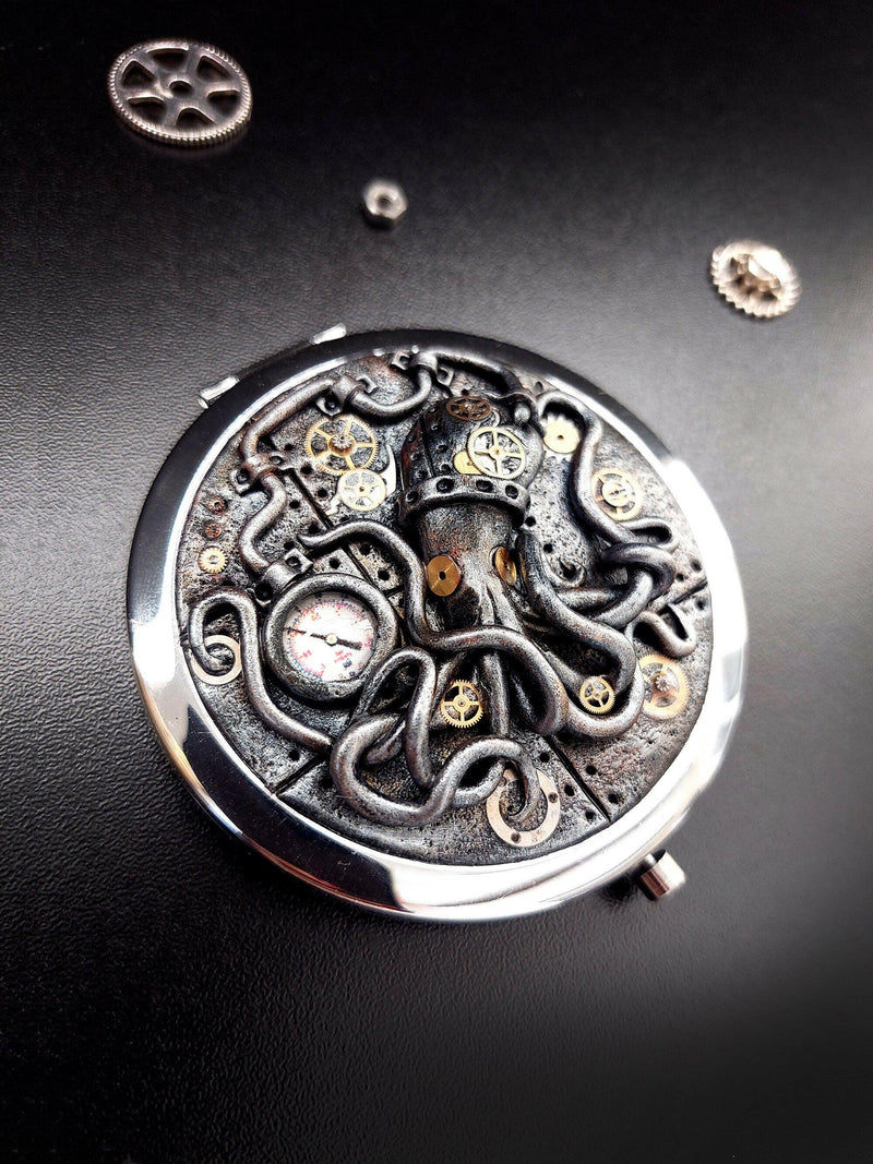 Steampunk Pocket Mirror, Handmade Steampunk Art Accessories