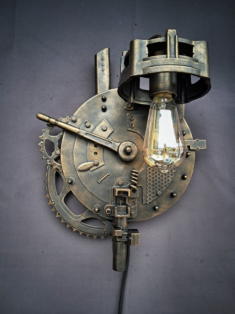 Steampunk Wall mounted lamp - Handmade - Artist collection