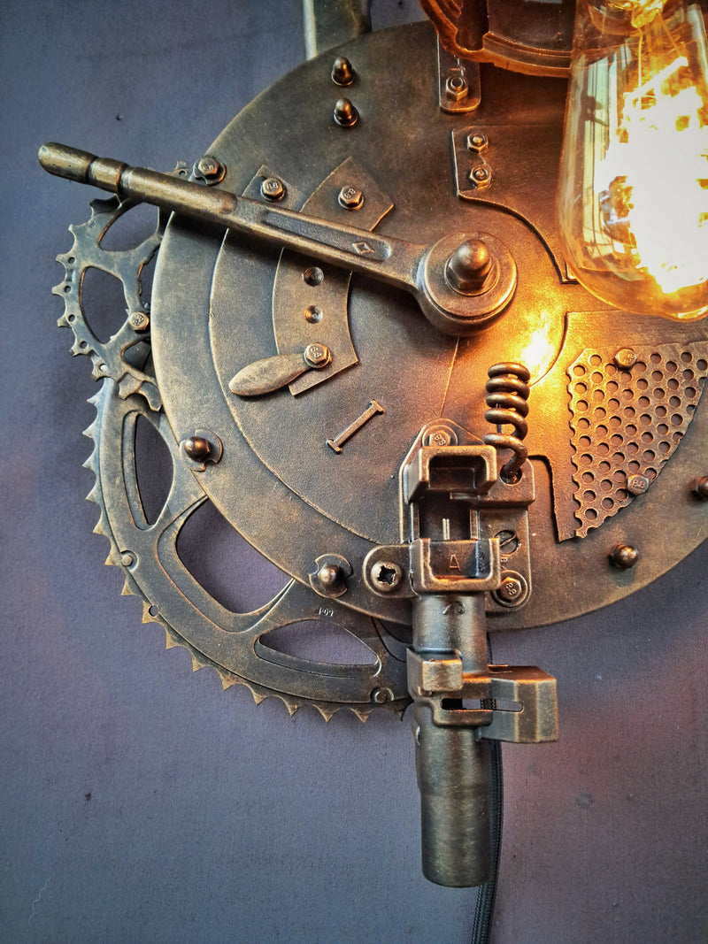 Steampunk Wall mounted lamp - Handmade - Artist collection