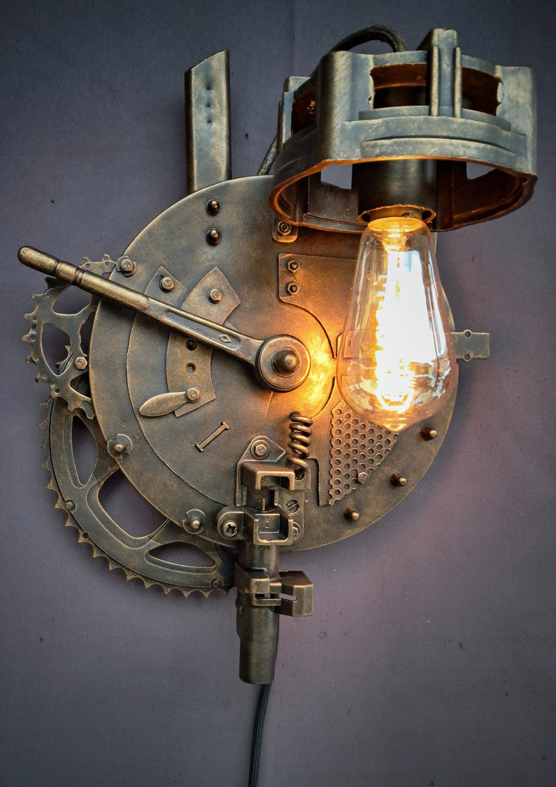 Steampunk Wall mounted lamp - Handmade - Artist collection