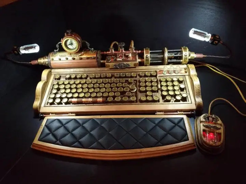 Handmade Steam Personalized steamPunk Men'S Gift USB Light Keyboard and Mouse Set