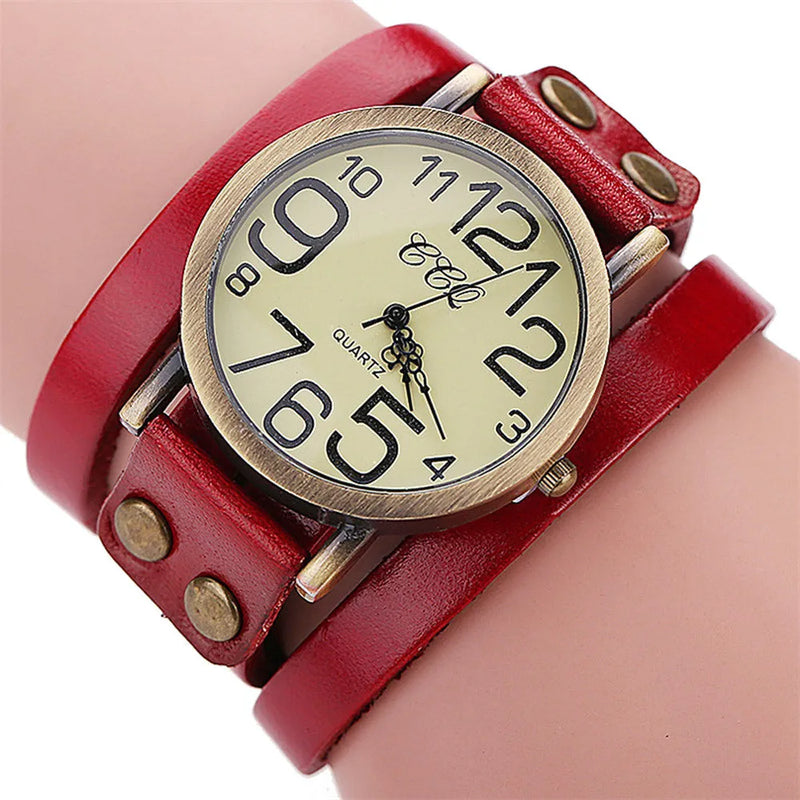 Steampunk Luxury Brand Vintage Casual Cow Leather Bracelet Watch 