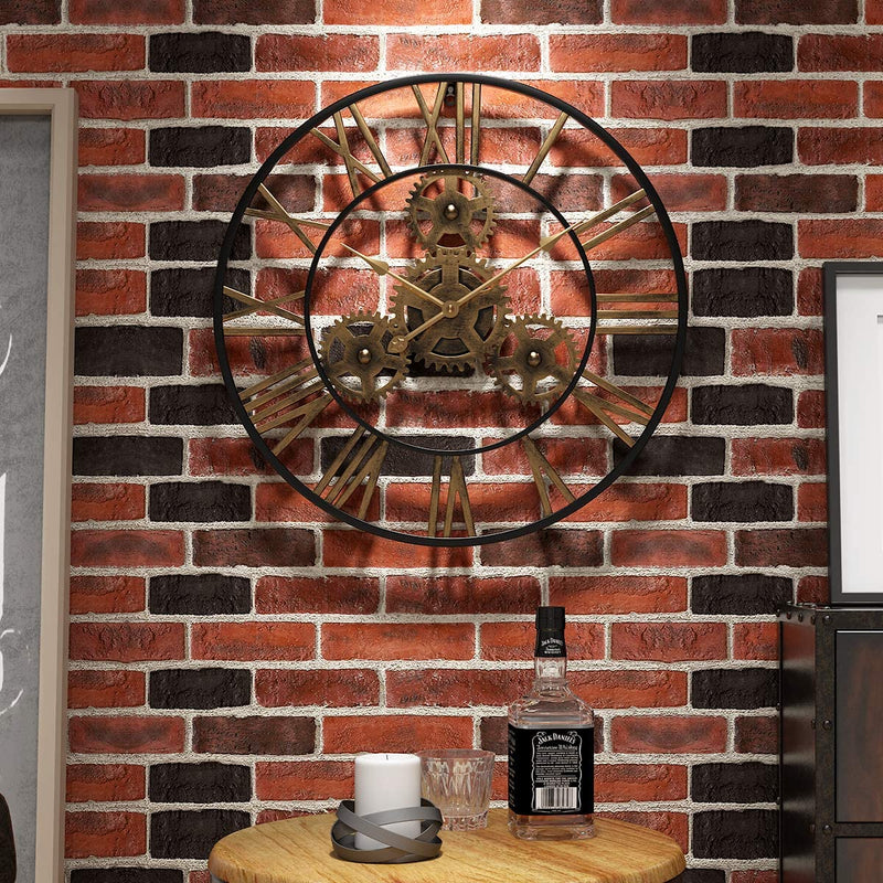  Steampunk 20 Inch Large Gear Wall Clock - Oversized 3D Roman Numeral Wall Clock 