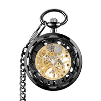 Steampunk Retro  Skeleton Mechanical Fob Pocket Watch 