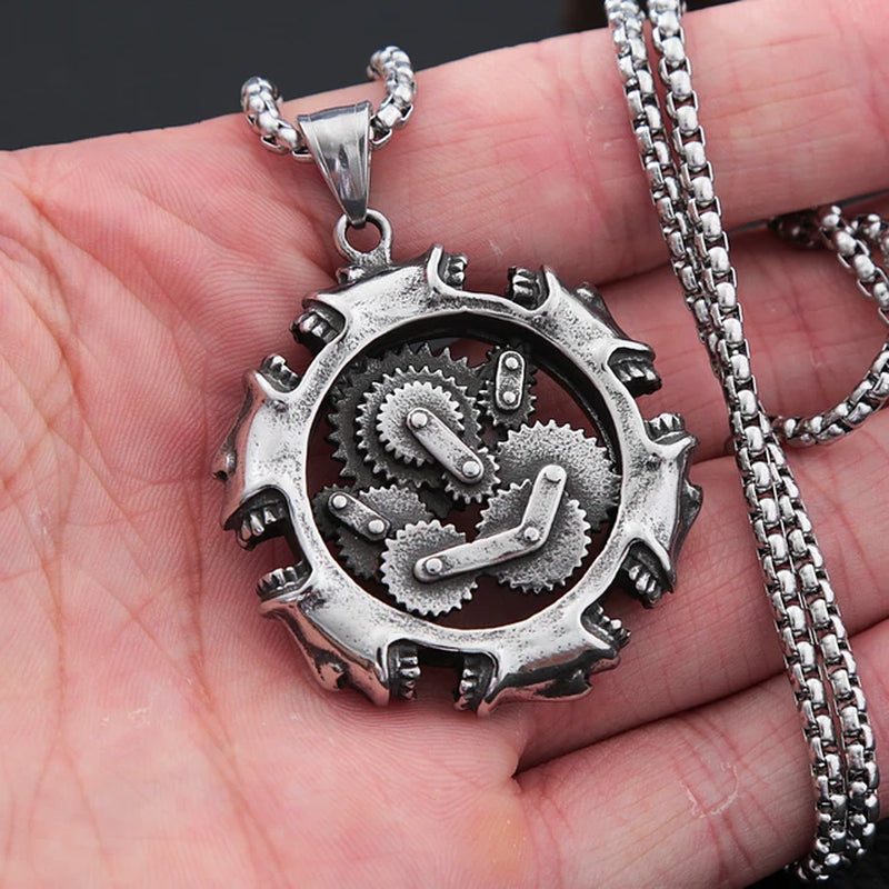 Steampunk Stainless Steel Mechanical Gear Necklace 